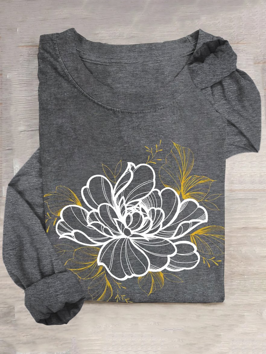 Floral Casual Crew Neck T-Shirt