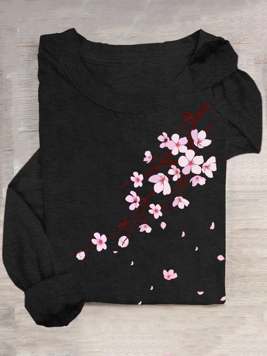 Loose Casual Floral Crew Neck T-Shirt