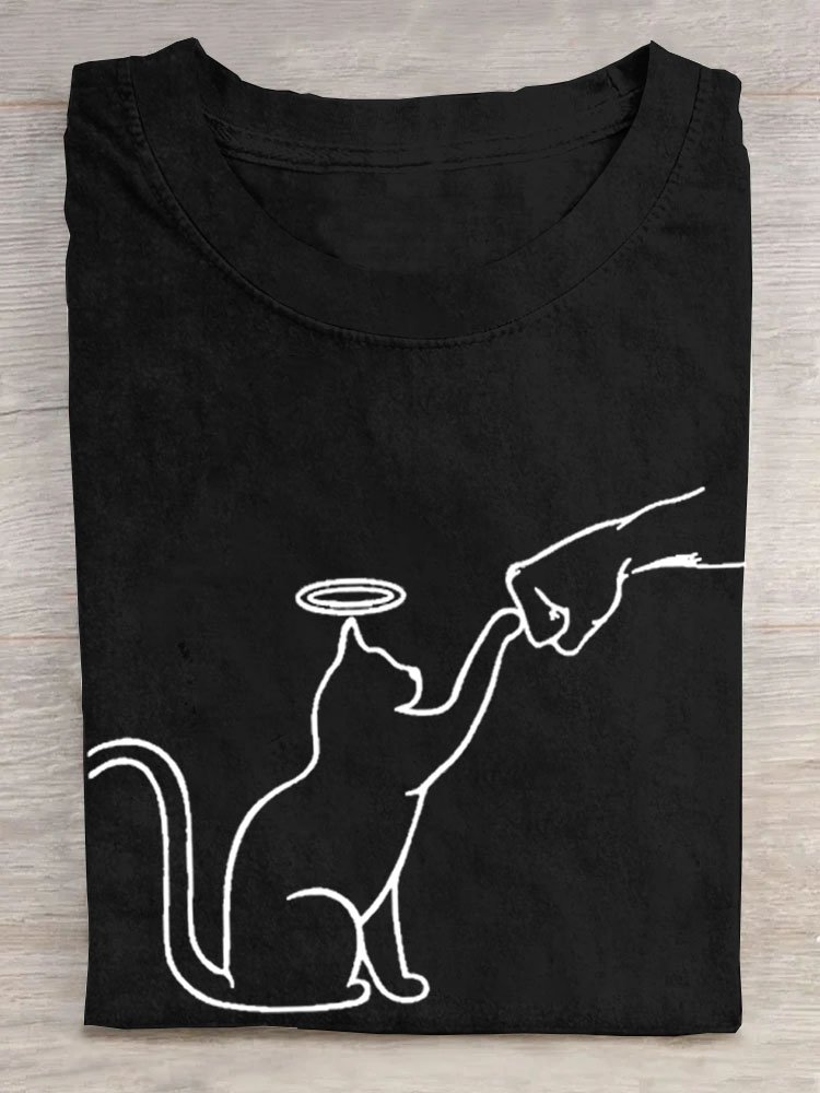 Casual Crew Neck Dog T-Shirt