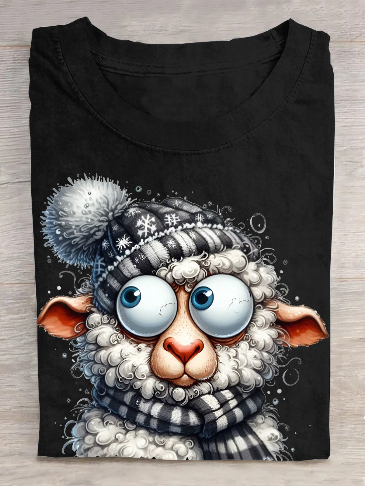 Quirky Sheep Cotton Crew Neck Animal Casual T-Shirt