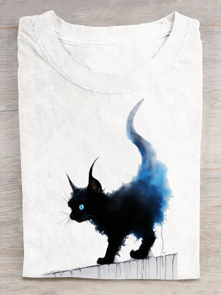 Cat Cotton Casual Loose T-Shirt