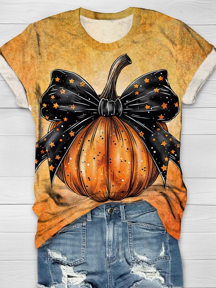 Jersey Casual Crew Neck Halloween T-Shirt