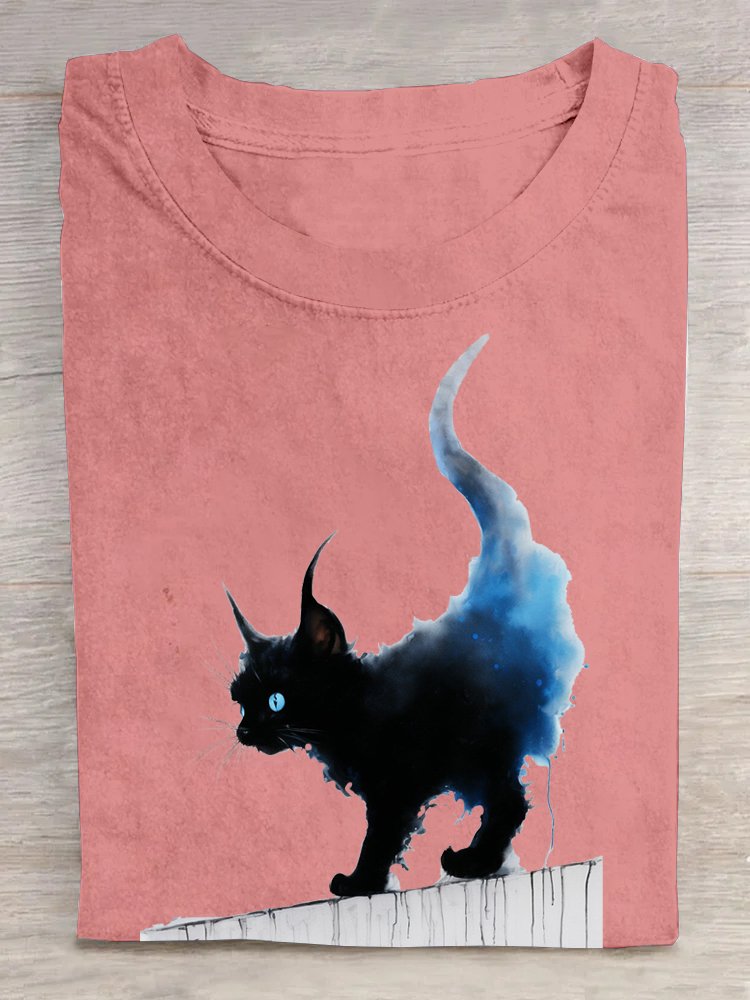 Cat Cotton Casual Loose T-Shirt