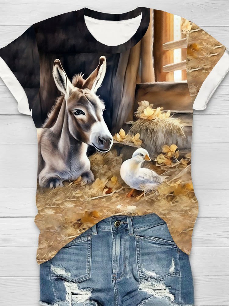 Horse print casual T-shirt