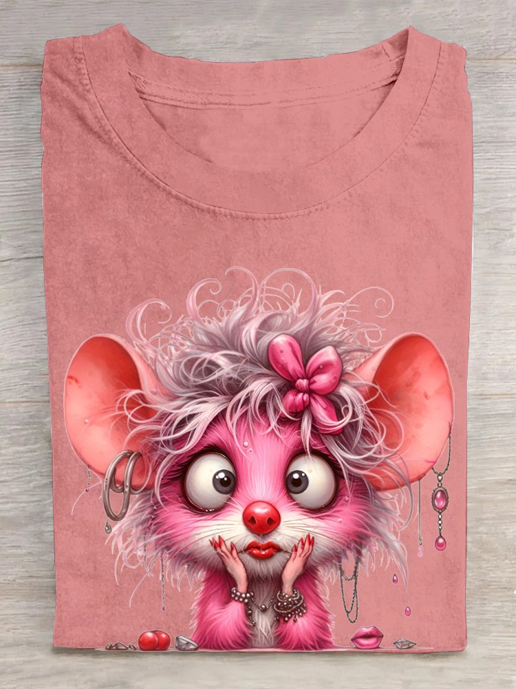 Casual Mouse Loose Cotton T-Shirt