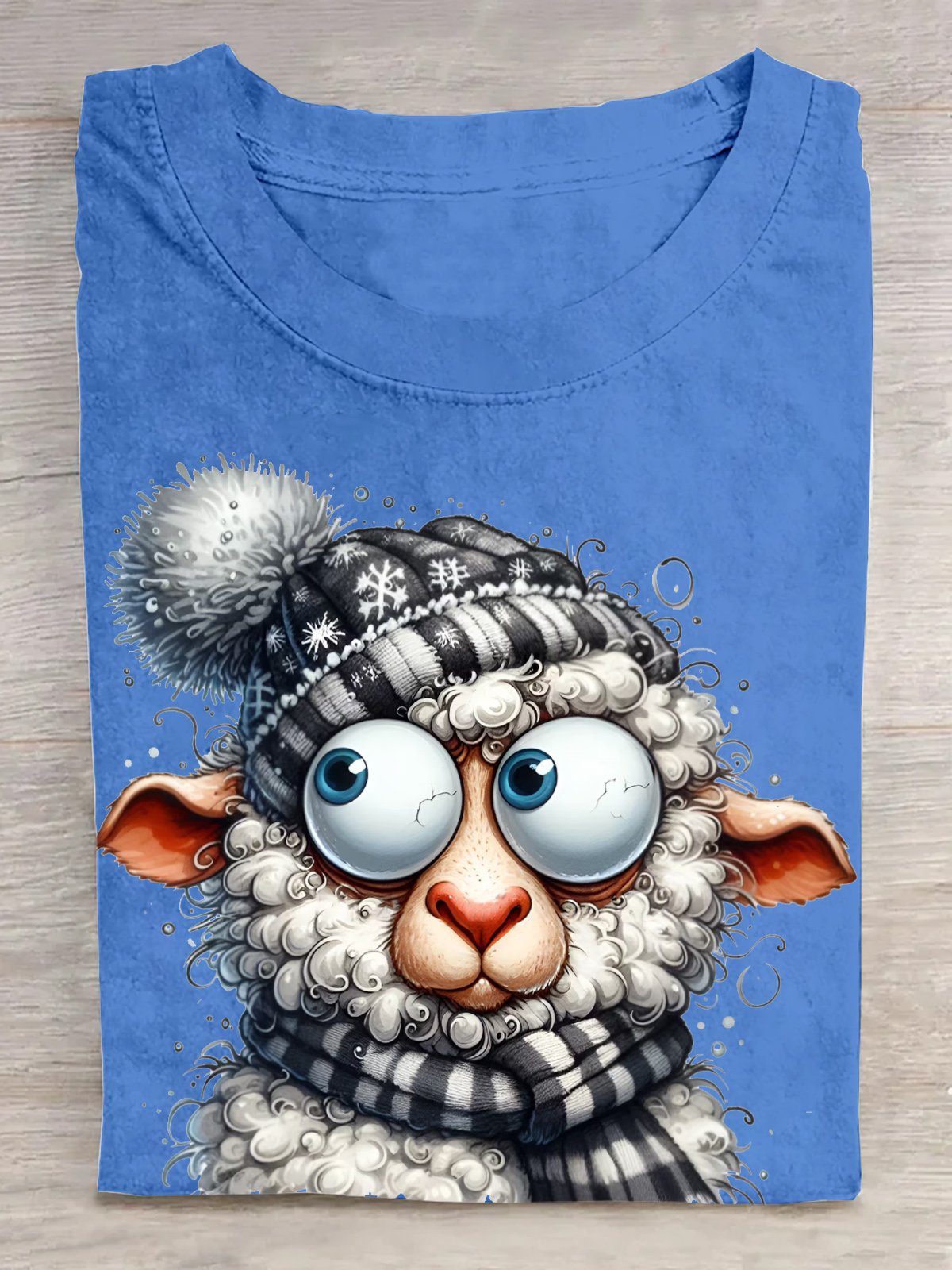 Quirky Sheep Cotton Crew Neck Animal Casual T-Shirt