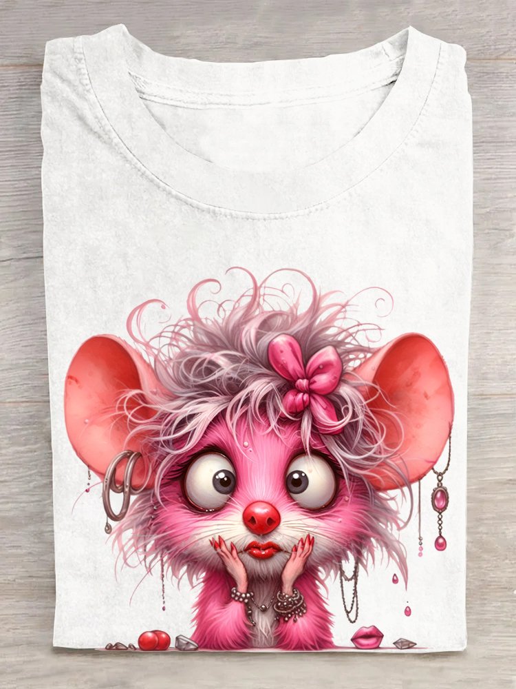 Casual Mouse Loose Cotton T-Shirt