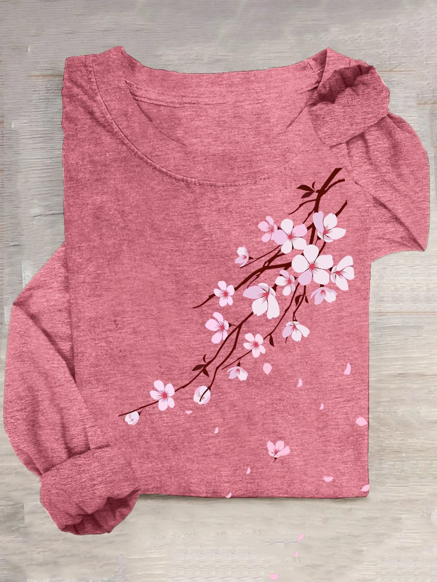 Loose Casual Floral Crew Neck T-Shirt