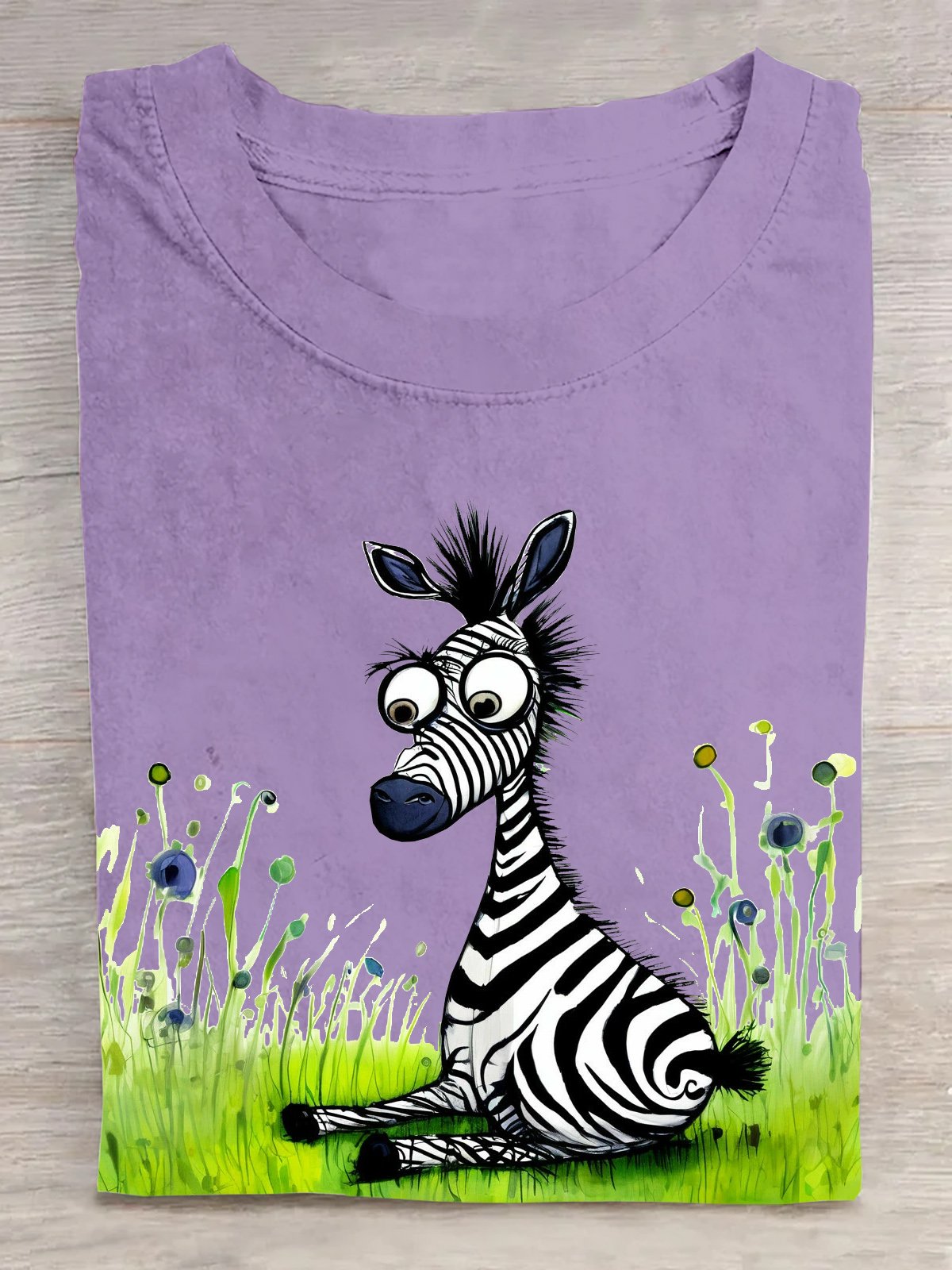 Cotton Casual Zebra Crew Neck T-Shirt