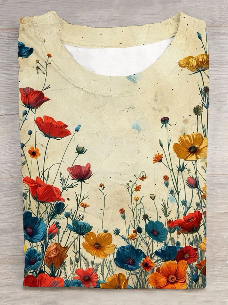 Floral printed casual T-shirt