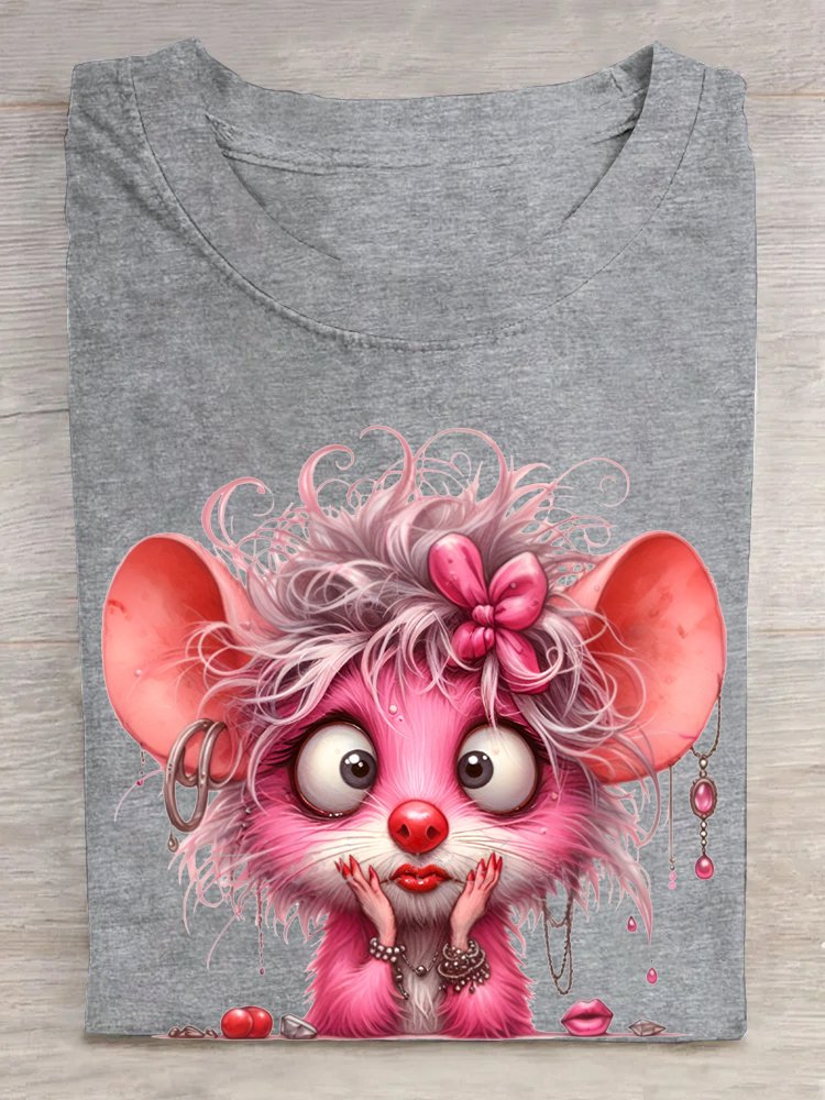 Casual Mouse Loose Cotton T-Shirt