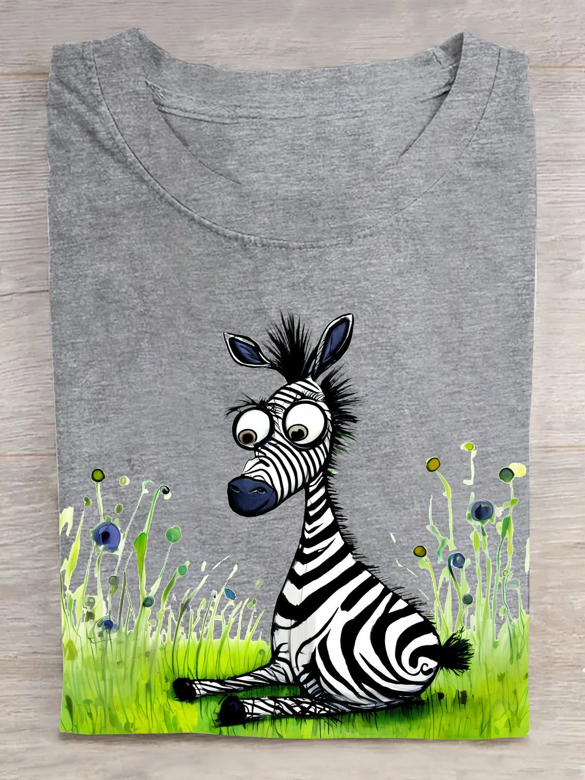 Cotton Casual Zebra Crew Neck T-Shirt