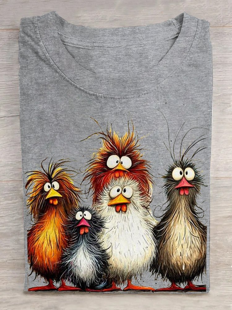 Crew Neck Casual Turkey Loose T-Shirt