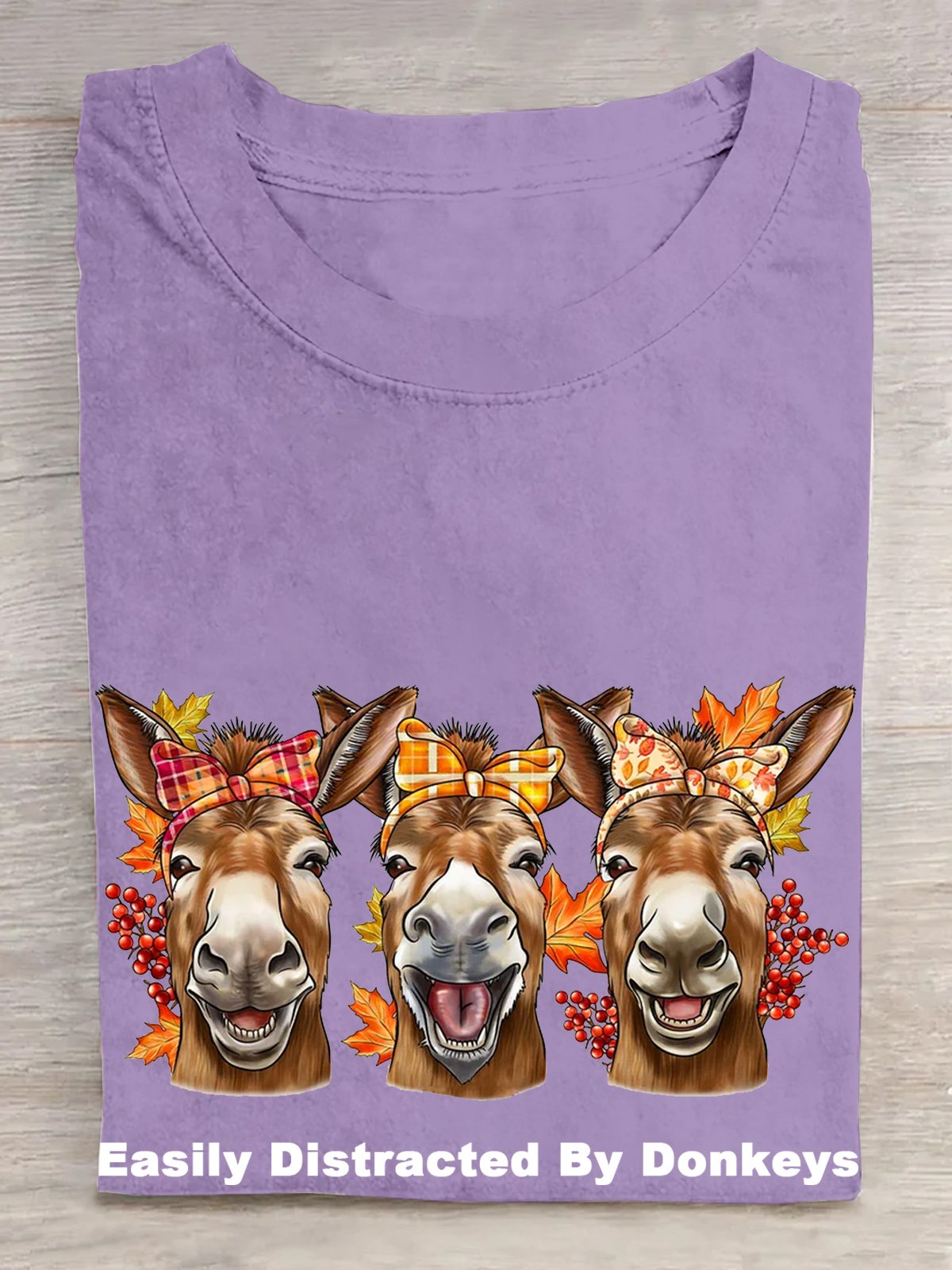 Casual Cotton Easily Distracted By Donkeys T-Shirt