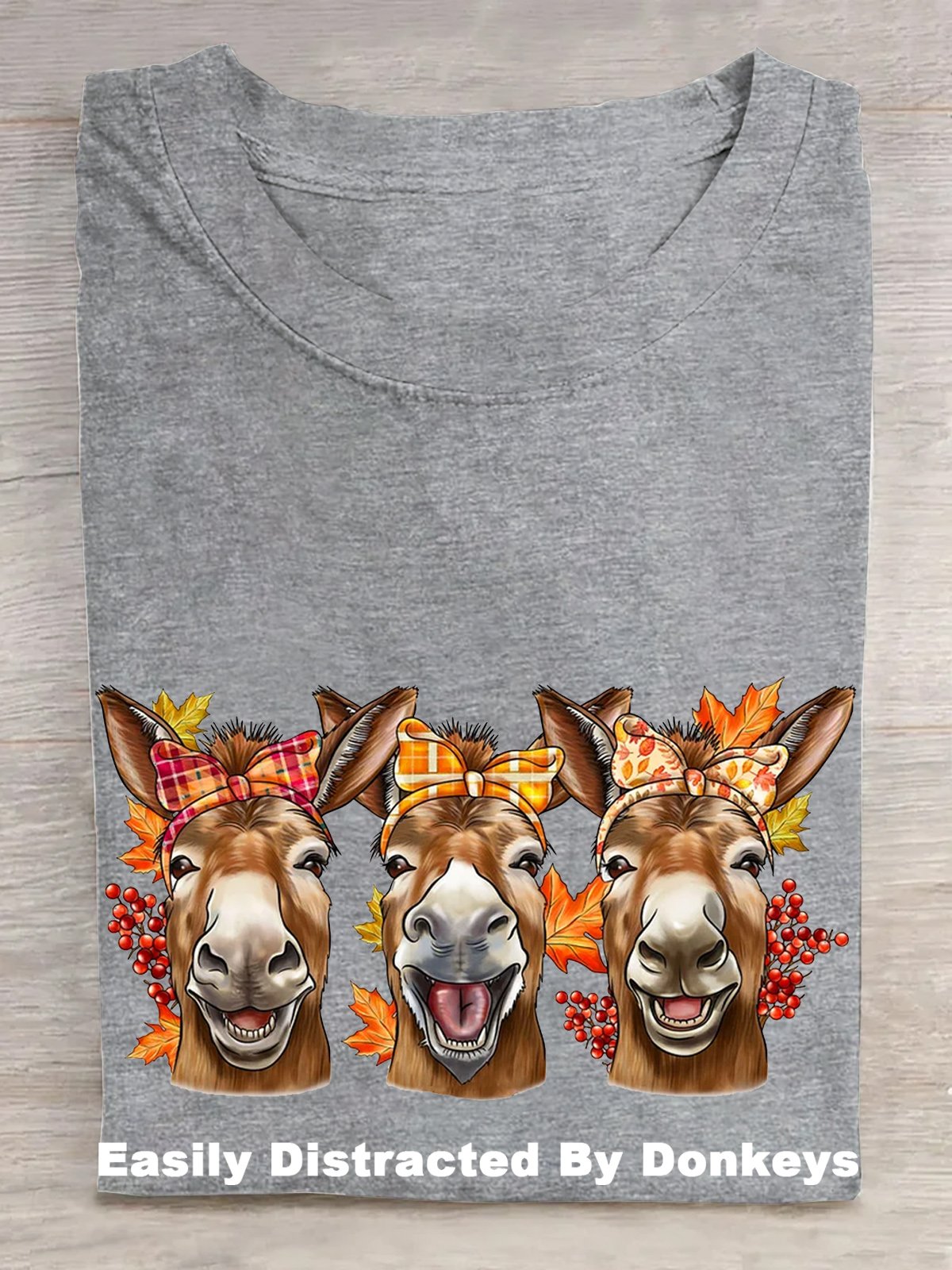 Casual Cotton Easily Distracted By Donkeys T-Shirt