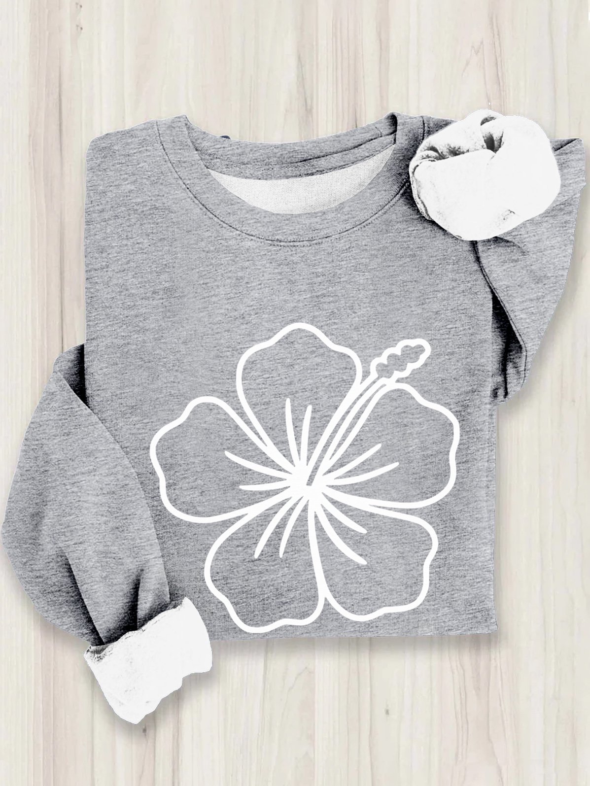 Floral Crew Neck Casual Sweatshirt