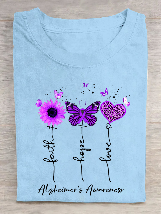 Women's Faith Hope Love Alzheimer's Awareness Cotton T-Shirt