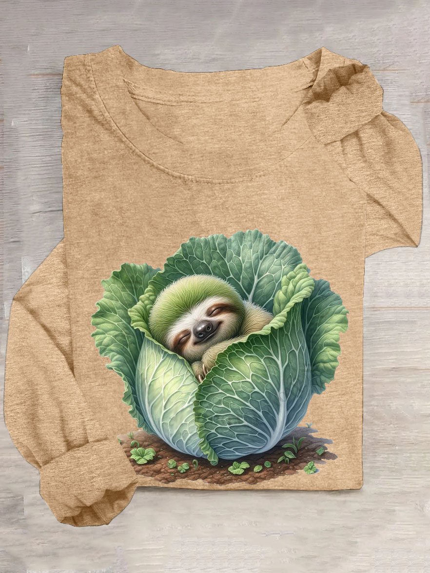 Funny vegetable animal print round neck T-shirt