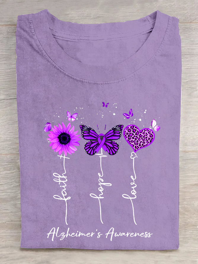 Women's Faith Hope Love Alzheimer's Awareness Cotton T-Shirt