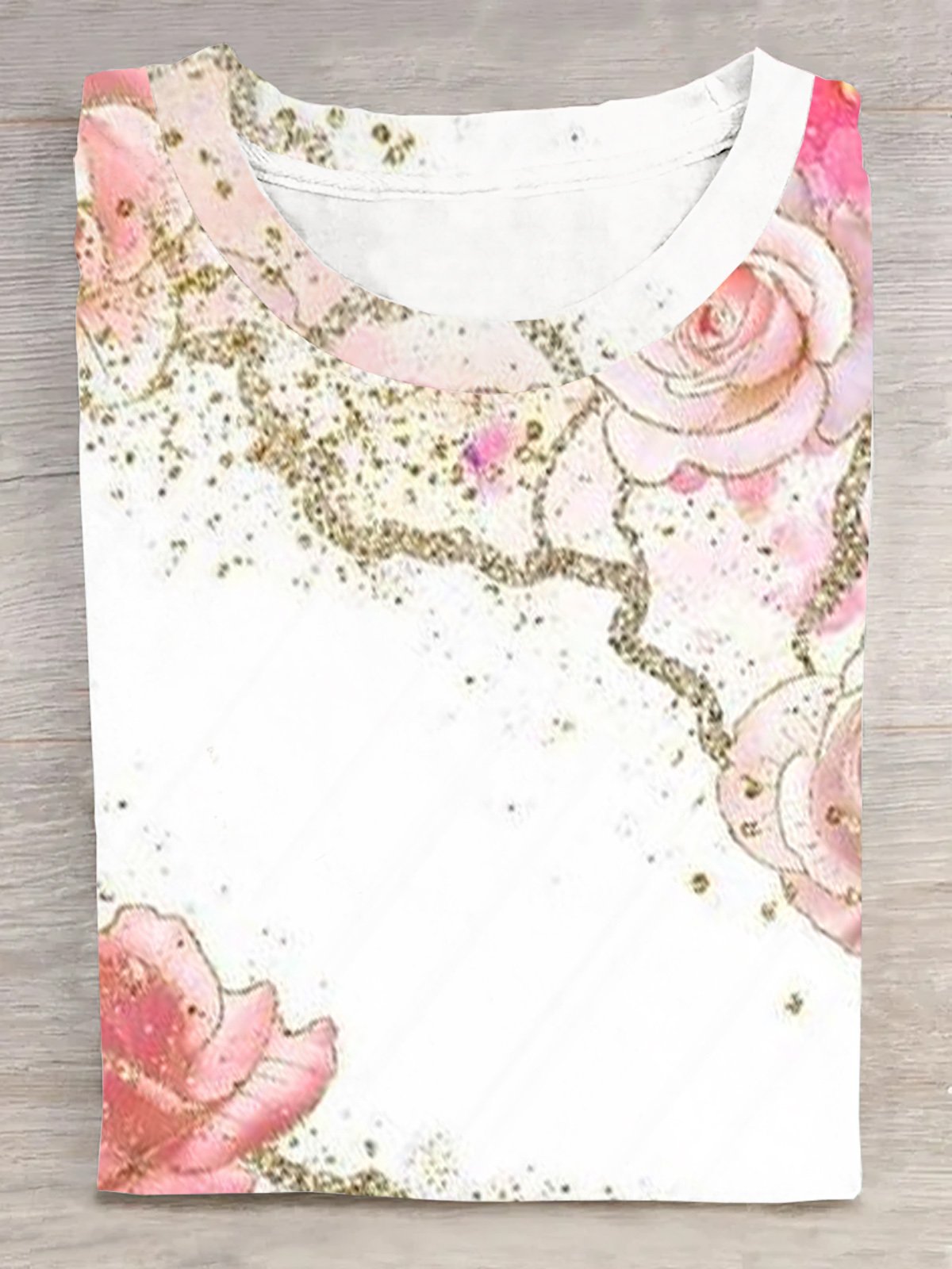 Floral Casual Jersey Crew Neck T-Shirt