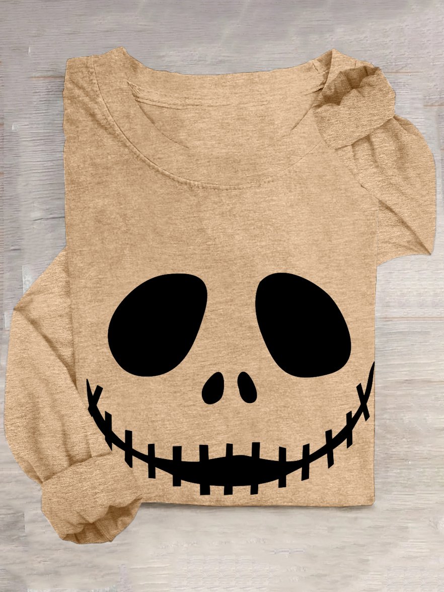 Crew Neck Halloween Casual T-Shirt