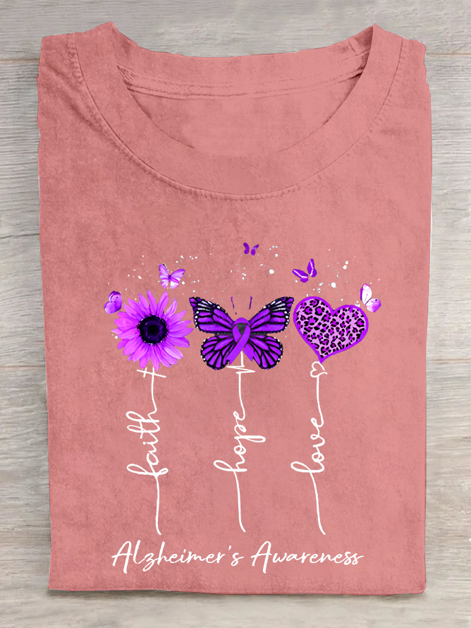 Women's Faith Hope Love Alzheimer's Awareness Cotton T-Shirt