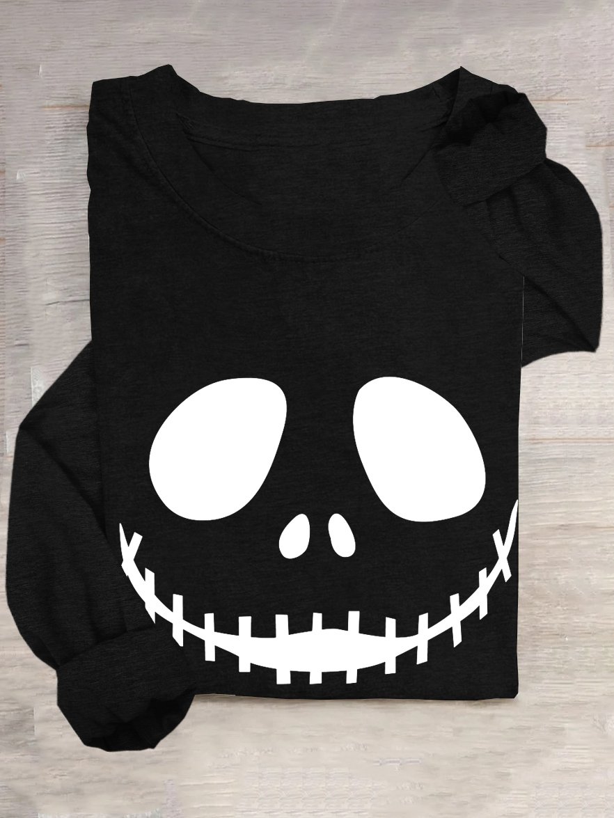 Crew Neck Halloween Casual T-Shirt