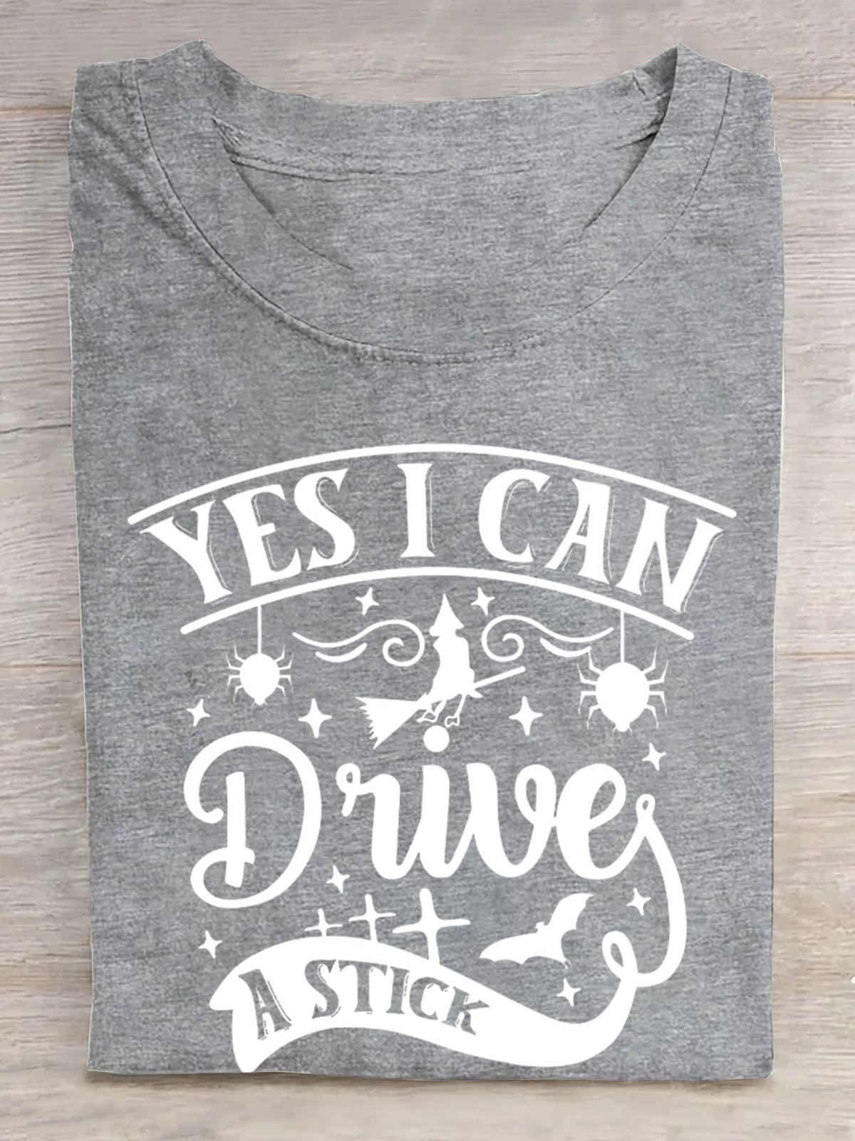 YES I CAN Drive A STICK Halloween Cotton  T-Shirt