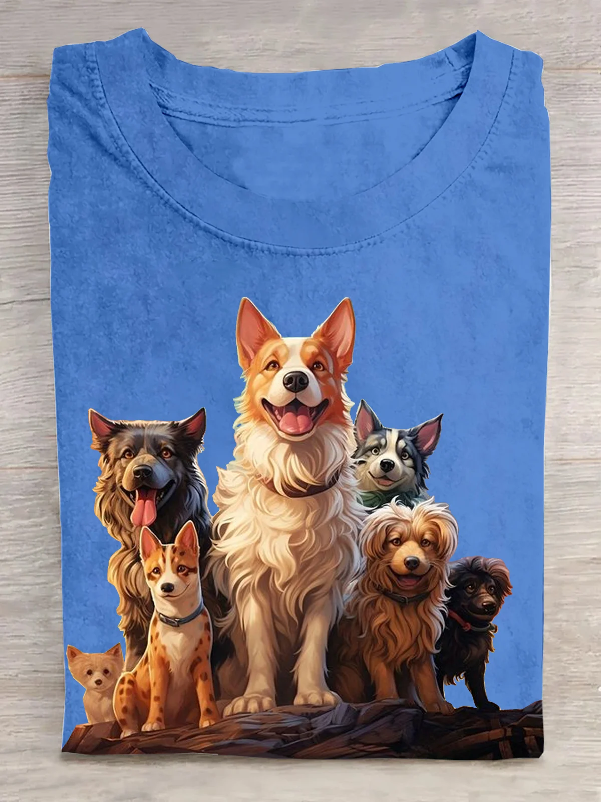 Cotton Casual Crew Neck Dog T-Shirt