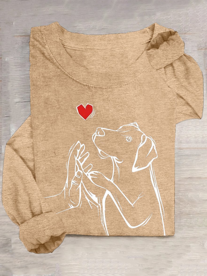 Dog Cotton-Blend Loose Casual T-Shirt