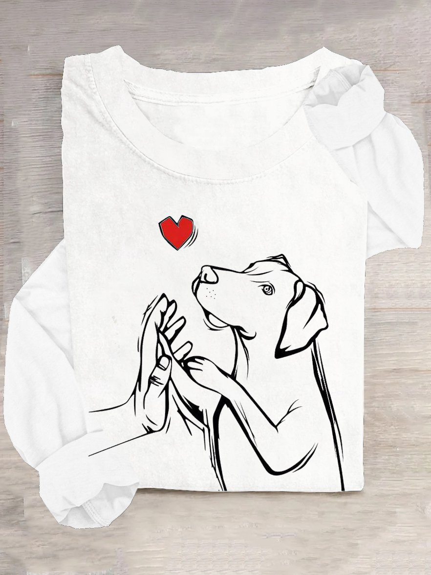 Dog Cotton-Blend Loose Casual T-Shirt