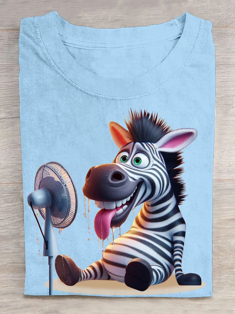 Funny Zebra Printed Round Neck Casual T-shirt