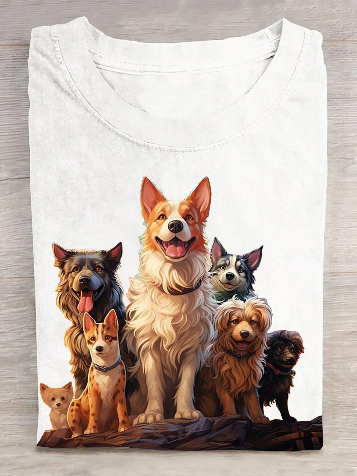 Cotton Casual Crew Neck Dog T-Shirt