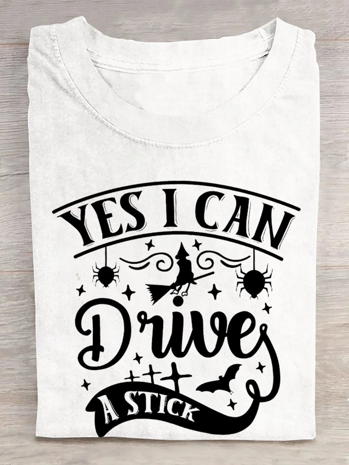 YES I CAN Drive A STICK Halloween Cotton  T-Shirt