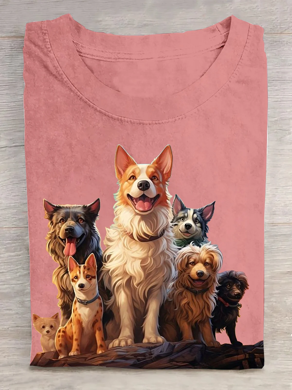 Cotton Casual Crew Neck Dog T-Shirt