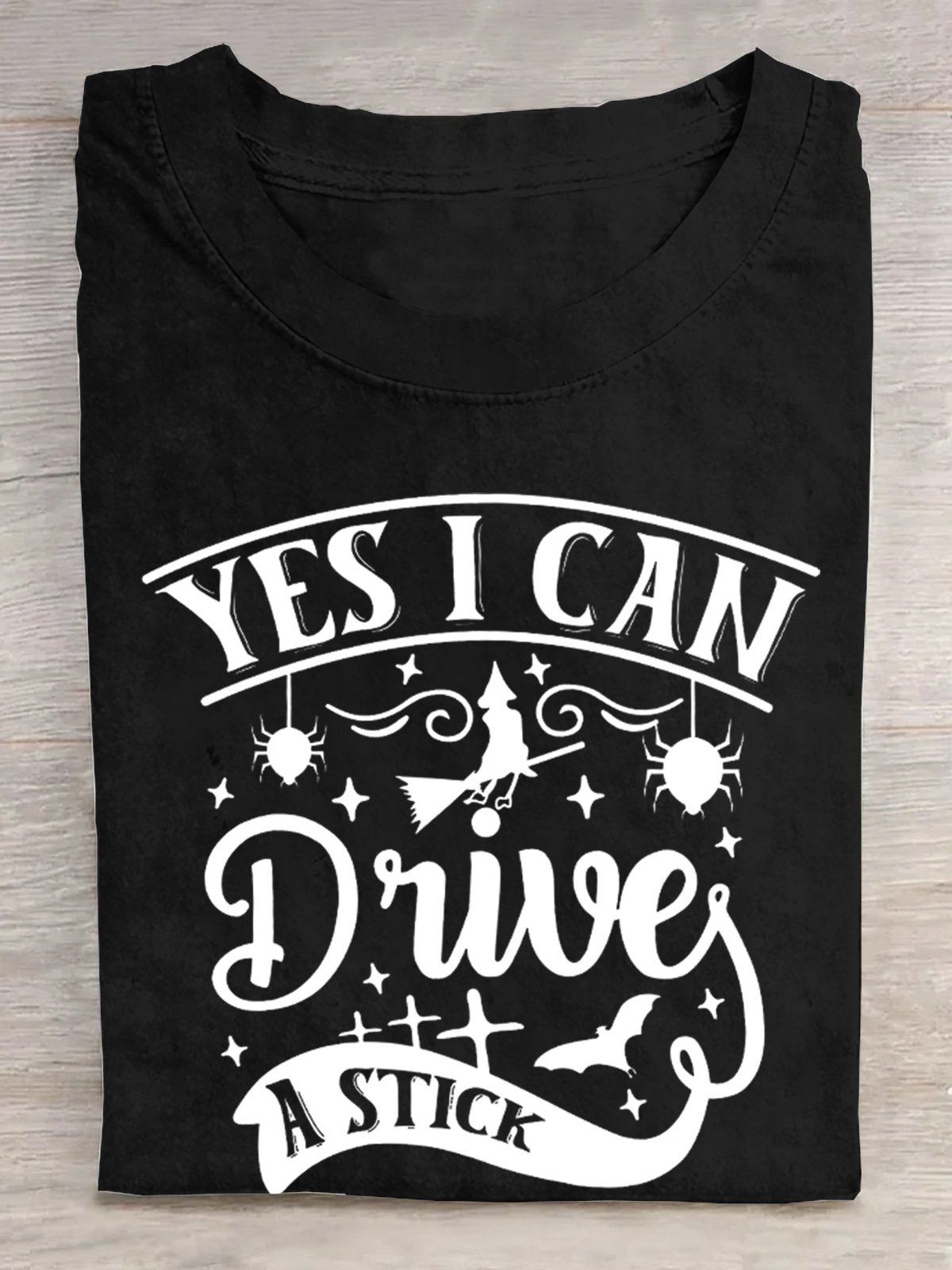 YES I CAN Drive A STICK Halloween Cotton  T-Shirt