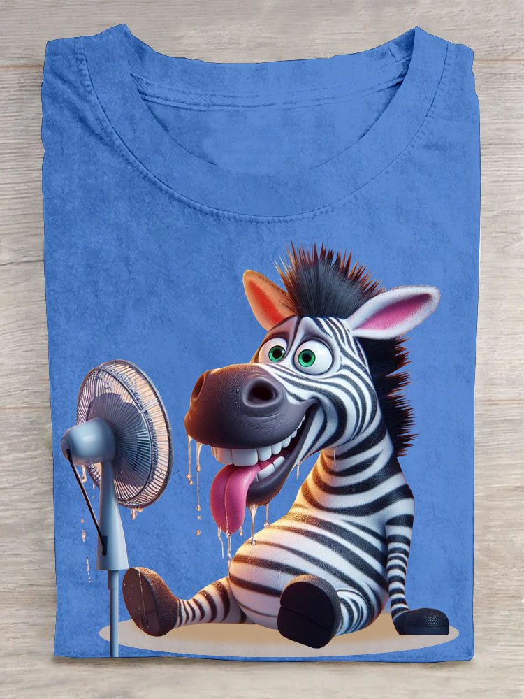 Funny Zebra Printed Round Neck Casual T-shirt