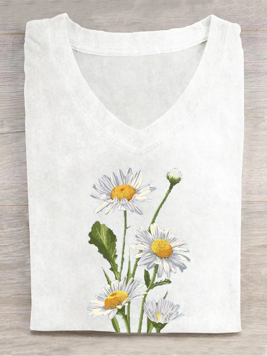 Knitted Floral Casual T-Shirt