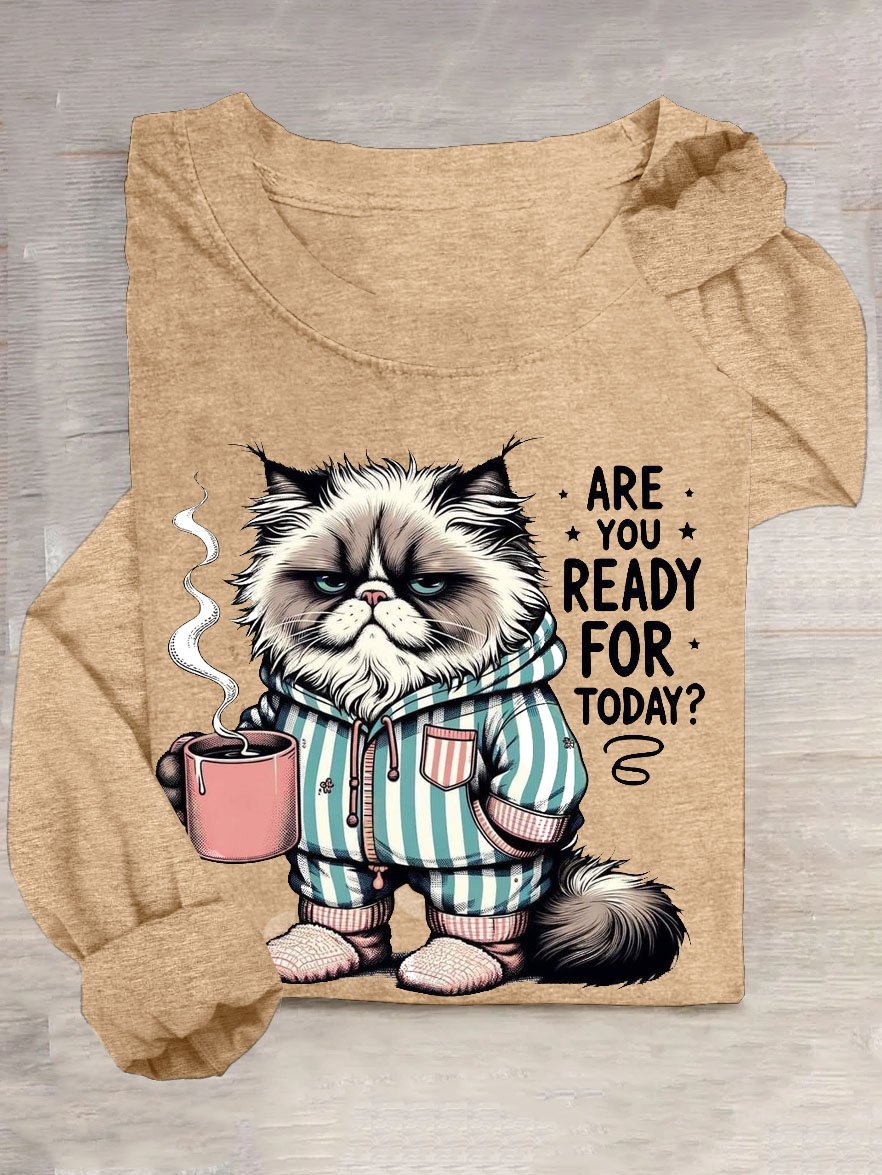 Funny Cat Text Letter Printed Casual T-shirt