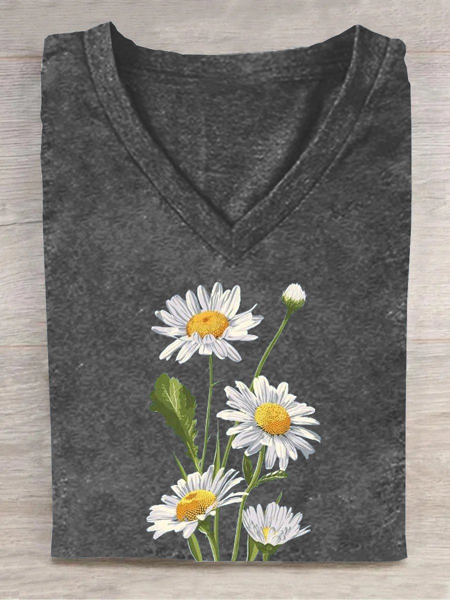 Knitted Floral Casual T-Shirt