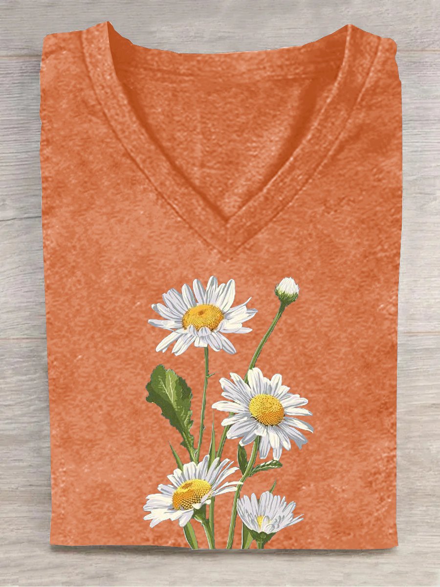 Knitted Floral Casual T-Shirt