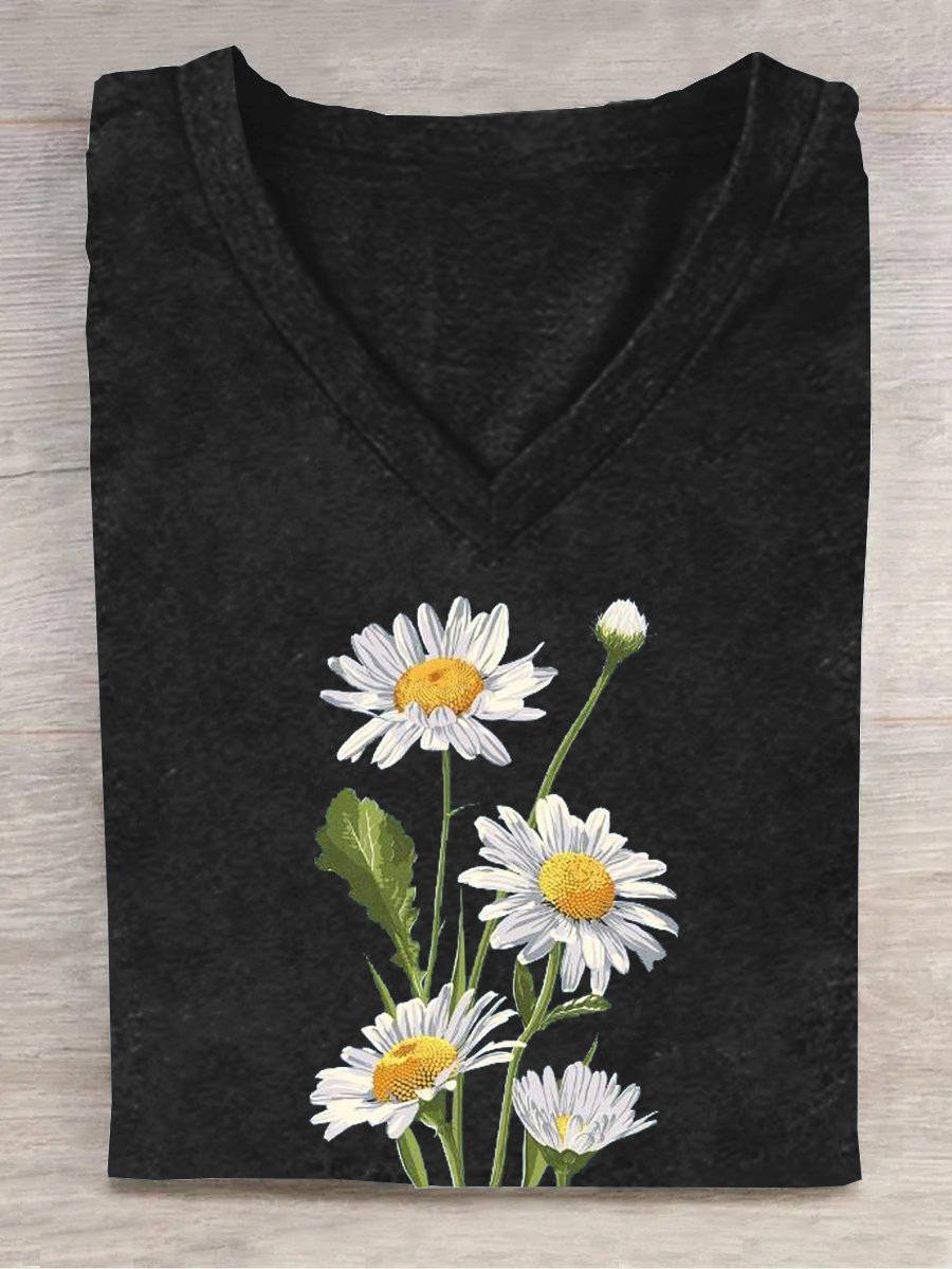 Knitted Floral Casual T-Shirt