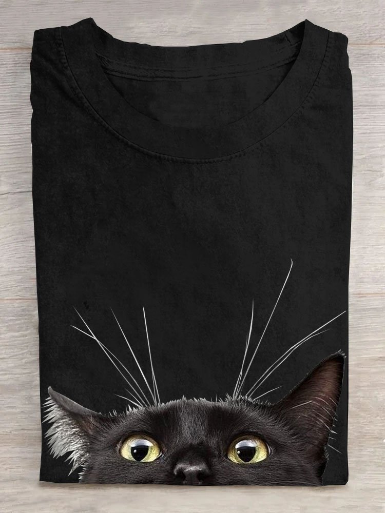 Funny Cat Printed Casual T-shirt