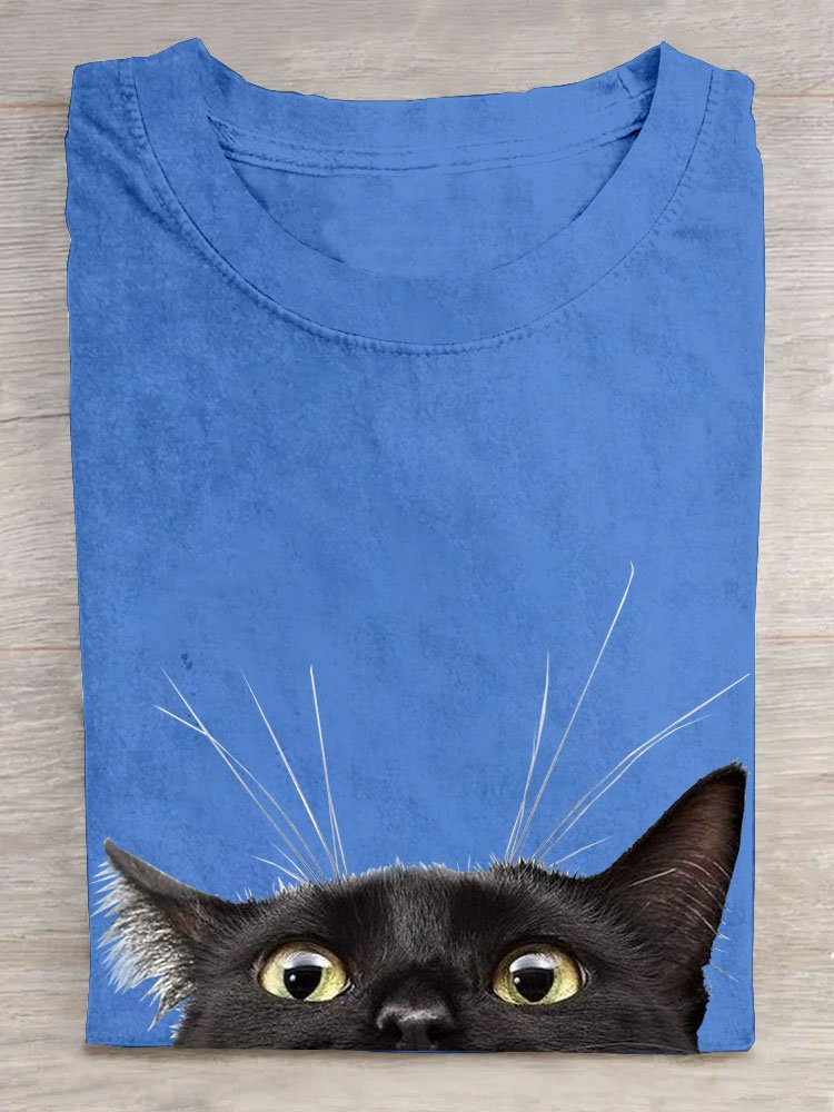 Funny Cat Printed Casual T-shirt