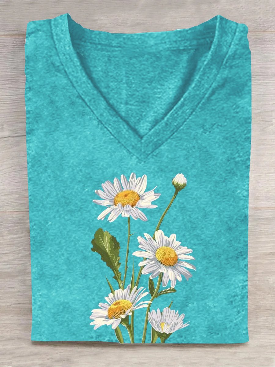 Knitted Floral Casual T-Shirt