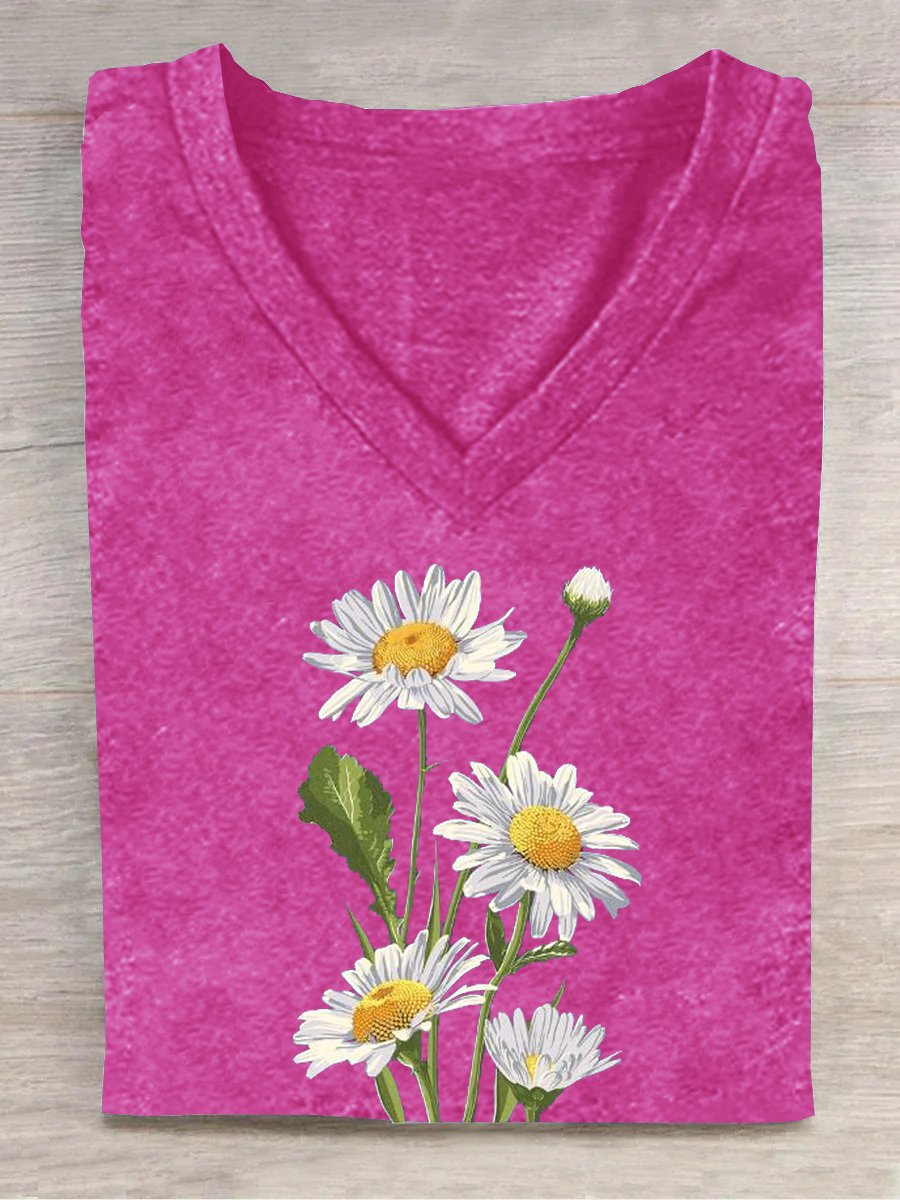 Knitted Floral Casual T-Shirt