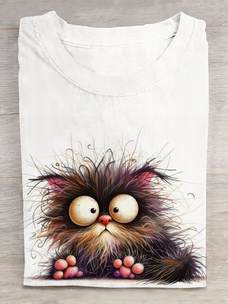 Funny Cat Printed Casual T-shirt