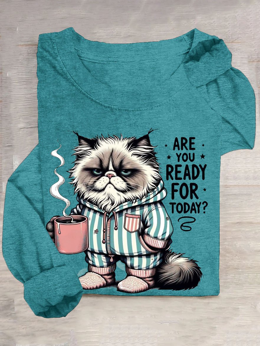 Funny Cat Text Letter Printed Casual T-shirt