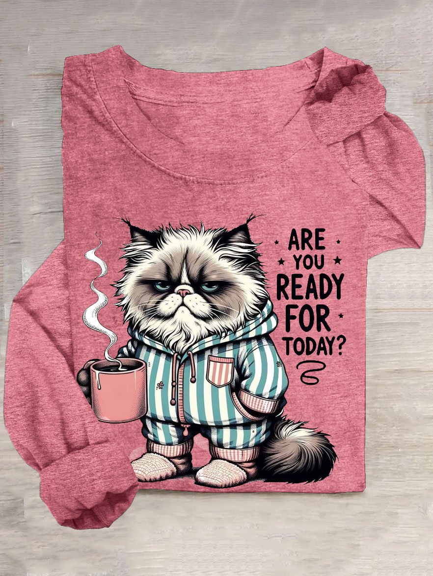 Funny Cat Text Letter Printed Casual T-shirt